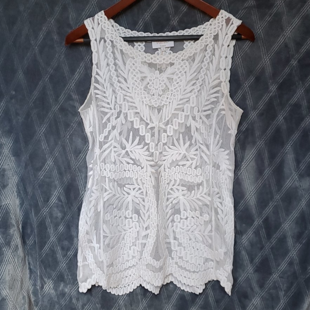 laundry by Shelli Segal Embroidered Mesh Tank